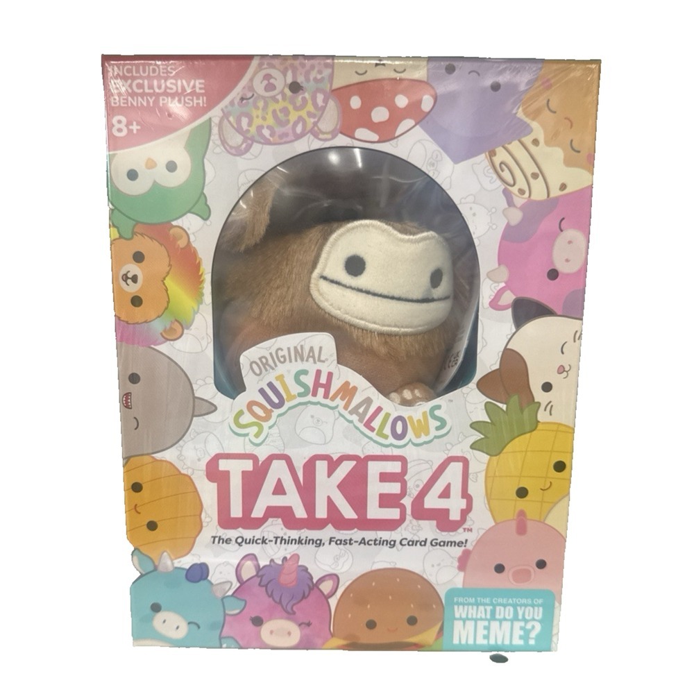 Collectible Squishmallows Take 4 Card Game + Benny The Bigfoot Plush - Brand New